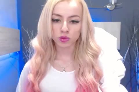 blonde Seductive sheboy Shows Off And jerk off Her large cock