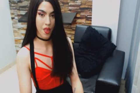 dirty lady-man In Red Hard Jacking