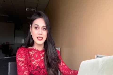 Mel Cross - Little Red suit Life As A Crossdresser Ladyboy