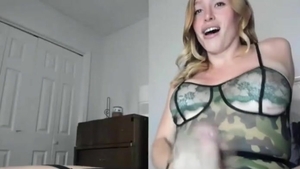 blond sheboy Masturbating Her knob In sofa