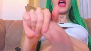 Green Hair Femboy Very massive biggest penis webcam