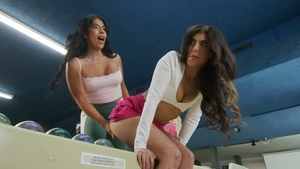 Blonde gets face fucked by Latina twins